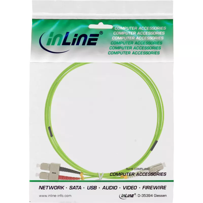 Cabo de fibra ótica duplex InLine LC/SC 50/125µm OM5 3 m