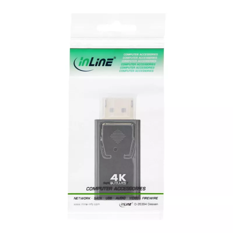 Conversor InLine DisplayPort macho / HDMI fêmea, 4K/60Hz, com áudio