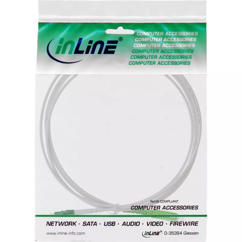 Cabo de fibra ótica simplex InLine FTTH LC/APC 8° para SC/APC 8° 9/125 µm OS2, 10 m