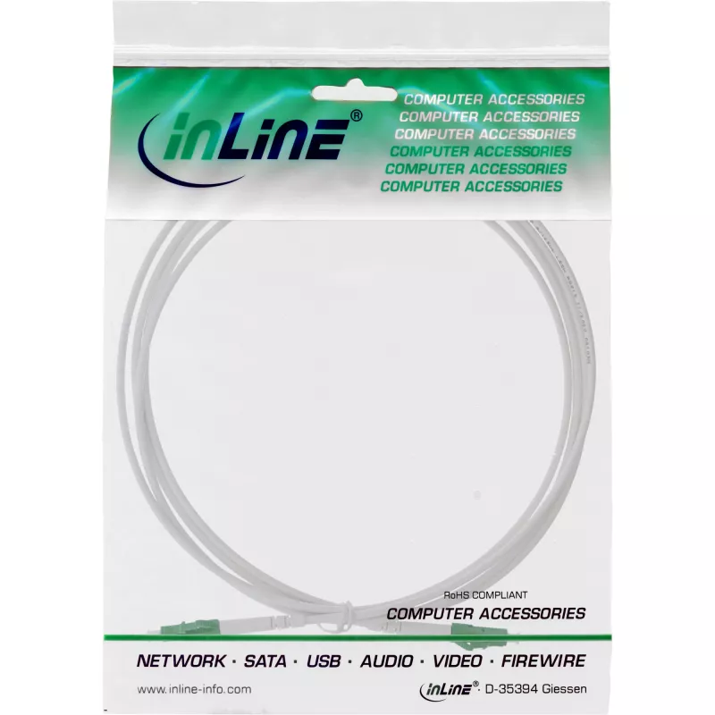 InLine Cabo de fibra ótica simplex, FTTH, LC/APC8° para LC/APC8° 9/125µm OS2 40m