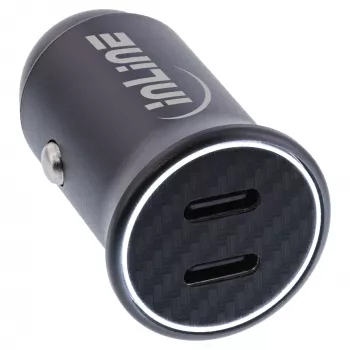 Adaptador de carregamento USB para automóvel InLine Power Delivery, 2x USB-C, preto