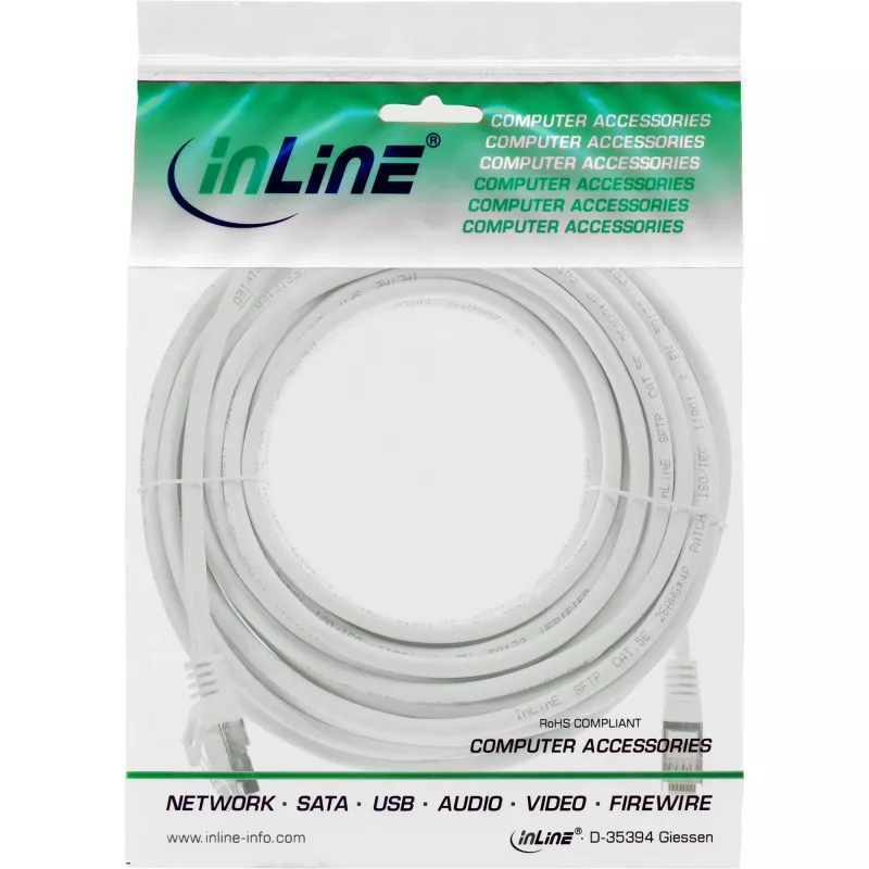Cabo patch InLine SF/UTP Cat.5e branco 7,5 m