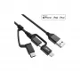 Cabo USB 3-em-1 InLine, USB-A macho para Micro-USB+USB-C+Lightning, preto/alumínio