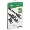Cabo USB 3-em-1 InLine, USB-A macho para Micro-USB+USB-C+Lightning, preto/alumínio