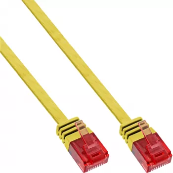 Cabo patch plano ultraslim InLine U/UTP Cat.6 Gigabit amarelo 7 m