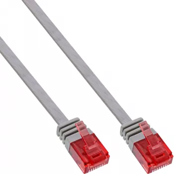 Cabo patch plano ultraslim InLine U/UTP Cat.6 Gigabit cinzento 15 m
