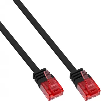 Cabo patch plano ultrafino InLine U/UTP Cat.6 Gigabit preto 15 m