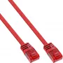 Cabo patch plano ultraslim InLine U/UTP Cat.6 Gigabit vermelho 10 m