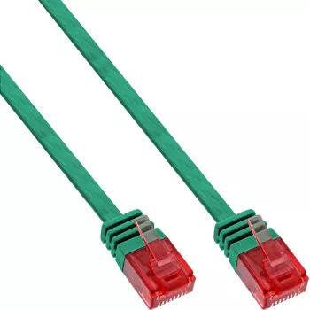 Cabo patch plano ultrafino InLine U/UTP Cat.6 Gigabit verde 2 m
