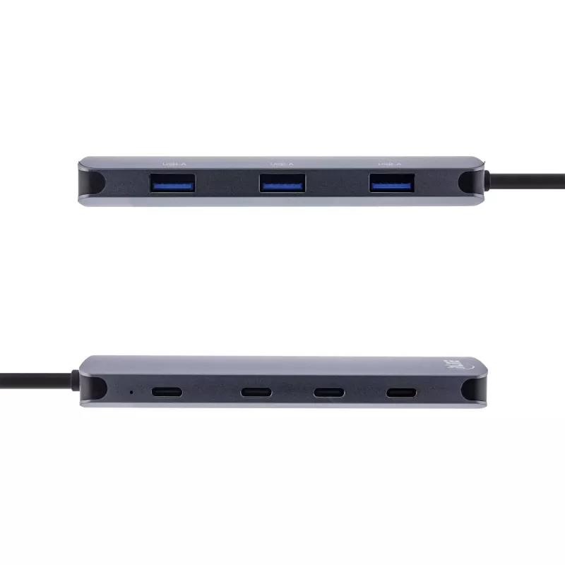 Hub USB 3.2 Gen.2 InLine, 4x USB-C + 3x USB-A, PD 100W, alumínio, cinzento