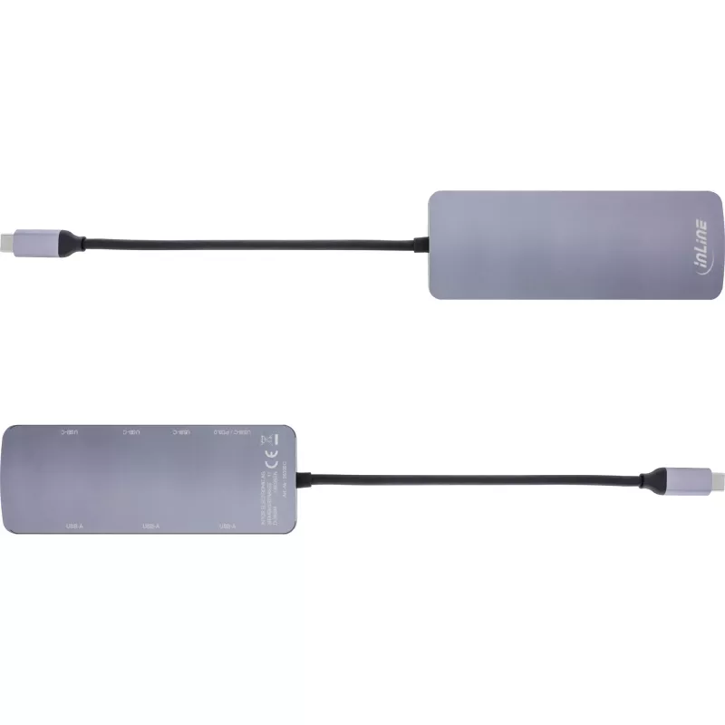 Hub USB 3.2 Gen.2 InLine, 4x USB-C + 3x USB-A, PD 100W, alumínio, cinzento