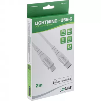 Cabo InLine USB-C Lightning, para iPad, iPhone, iPod, prateado/alumínio, 1 m