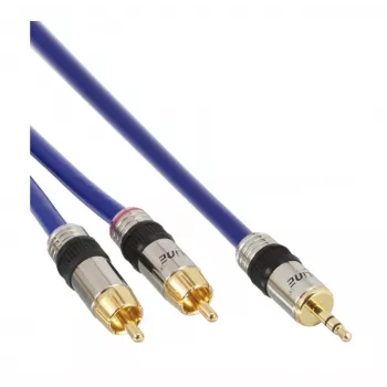 Cabo de áudio Premium InLine 2x ficha RCA / ficha 3,5 mm banhado a ouro 7 m