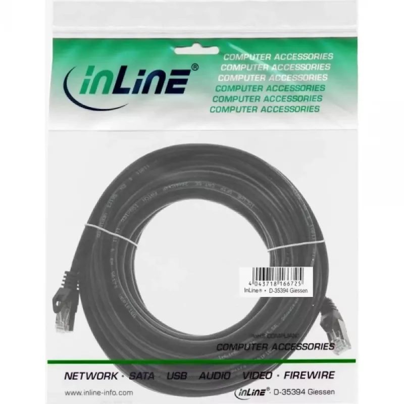 Cabo de rede SF/UTP Cat.5e preto 25 m InLine