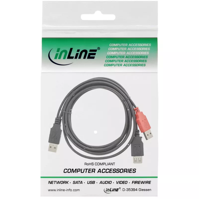 Cabo USB 2.0 em Y 2x ficha Type-A / conector fêmea InLine 34510Z 0,2 m