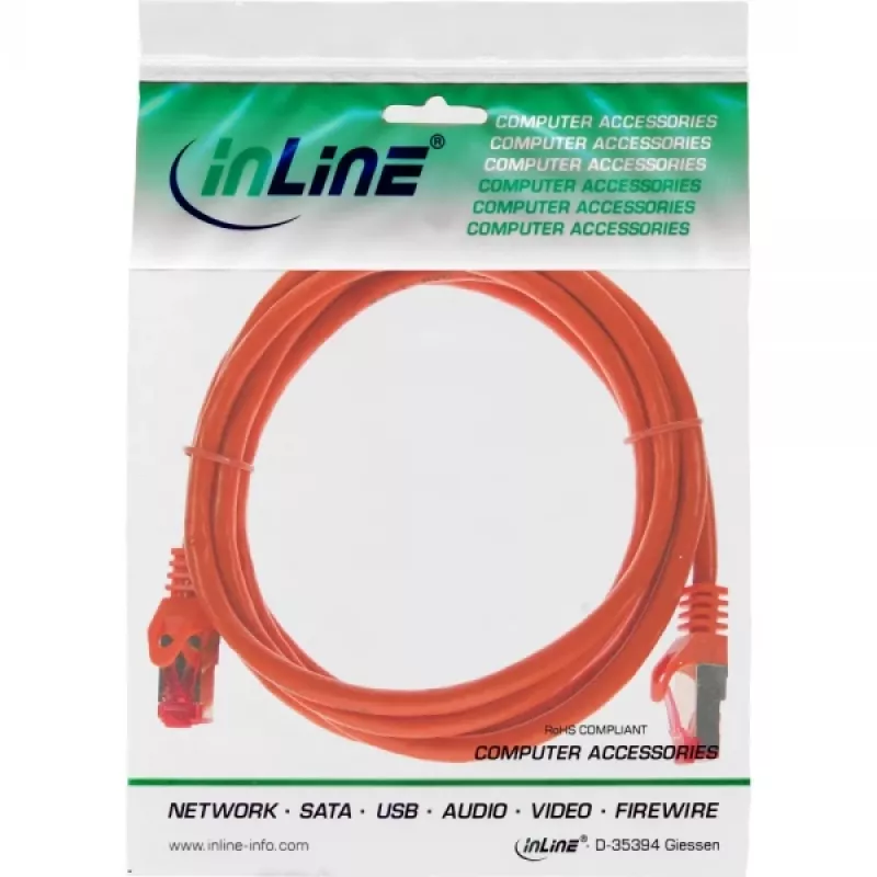 Cabo patch InLine S/FTP PiMF Cat.6 250MHz PVC cobre laranja 25m