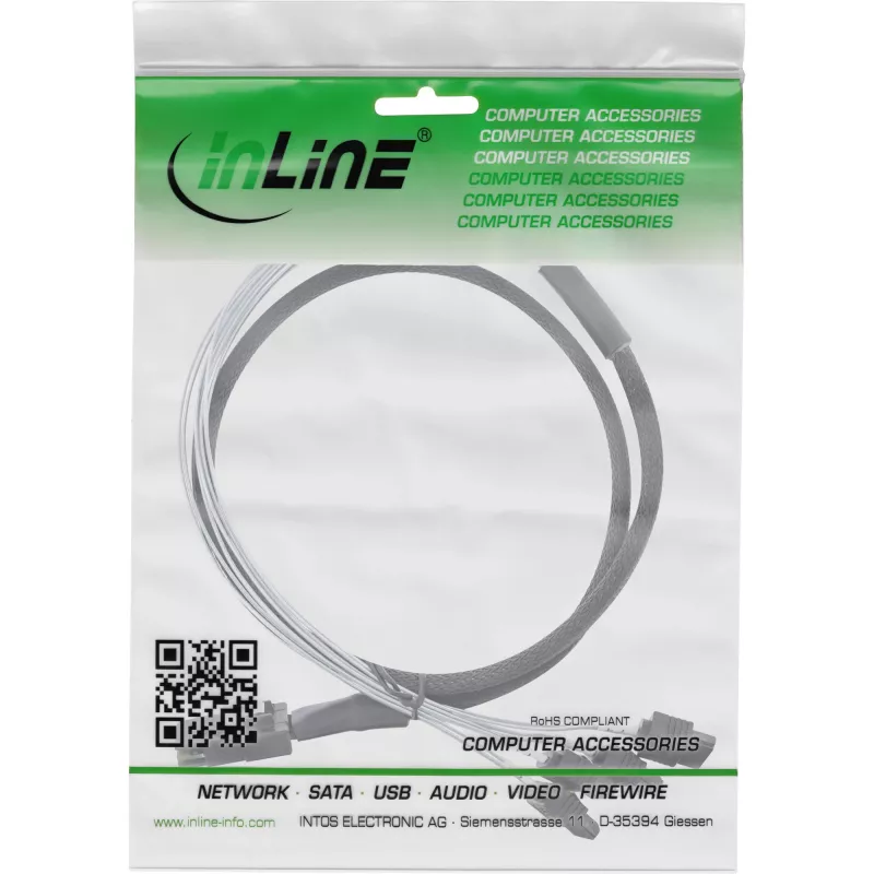 Cabo SAS InLine Mini SAS SFF8087 para 4x SATA direto OCR 1 m