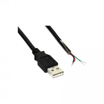 Cabo USB 2.0 InLine ficha Type-A / extremidade aberta, preto, 2 m