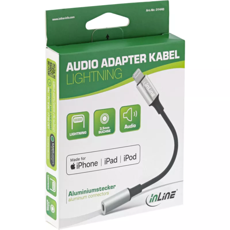 Cabo adaptador de áudio Lightning InLine 0,1 m