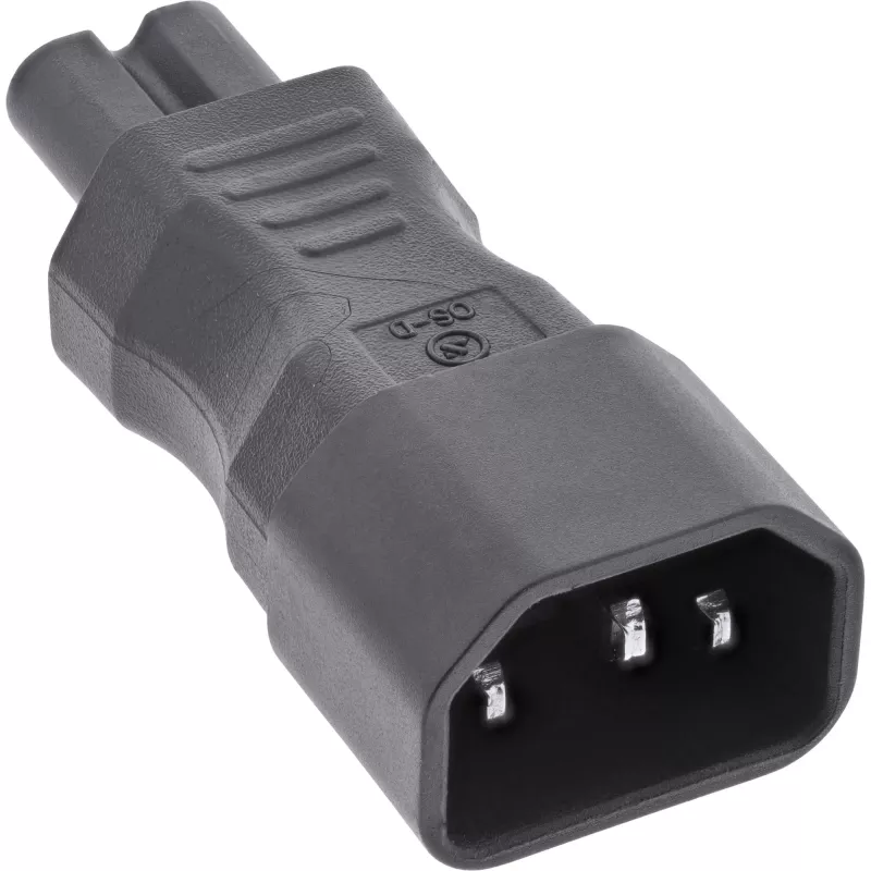 Adaptador de rede InLine IEC 60320 C14 para C7, entrada IEC de 3 polos para 2 polos