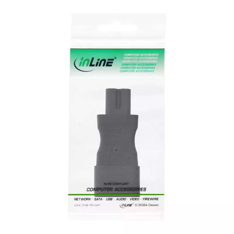 Adaptador de rede InLine IEC 60320 C14 para C7, entrada IEC de 3 polos para 2 polos