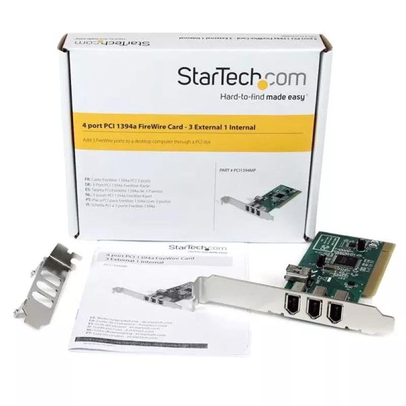 Placa adaptadora FireWire StarTech.com PCI 1394a de 4 portas – 3 externas, 1 interna