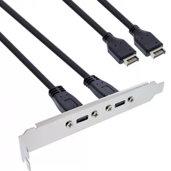 InLine chapa de slot USB-C para USB 3.2 painel frontal Key-A interno, 0,5 m