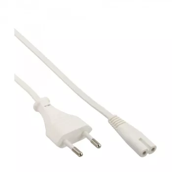 Cabo de alimentação InLine, ficha Euro macho / ficha Euro8 macho, branco, 1,5 m