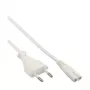 Cabo de alimentação InLine, ficha Euro macho / ficha Euro8 macho, branco, 1,5 m