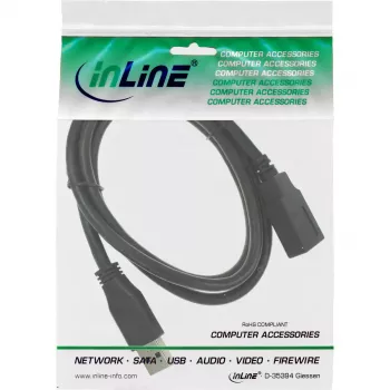 Extensão de cabo USB 3.0 InLine A macho/fêmea preto 1 m 5 Gbit/s