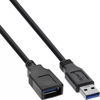 Extensão de cabo USB 3.0 InLine A macho/fêmea preto 1 m 5 Gbit/s