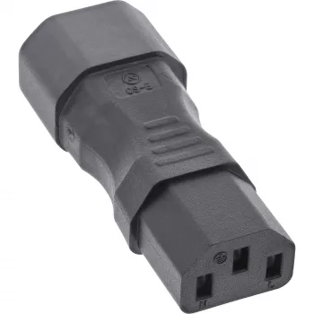 Adaptador de rede InLine IEC 60320 C14 para C13, 3 polos, ficha de aparelho