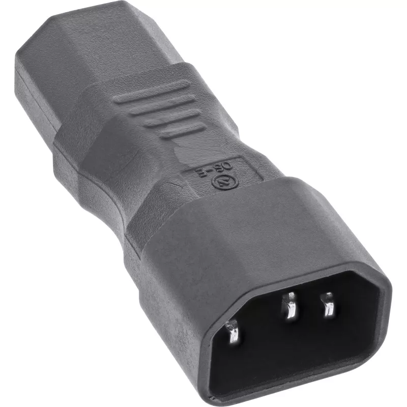 Adaptador de rede InLine IEC 60320 C14 para C13, 3 polos, ficha de aparelho