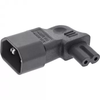 Adaptador de alimentação InLine IEC 60320 C14 / C7, angular esquerda/direita, 3 polos para 2 polos