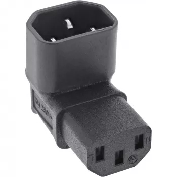Adaptador de rede InLine IEC 60320 C14/C13, angular para cima/baixo, 3 polos. Aparelho IEC
