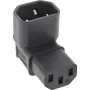 Adaptador de rede InLine IEC 60320 C14/C13, angular para cima/baixo, 3 polos. Aparelho IEC
