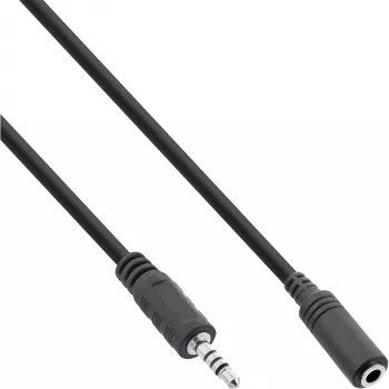Cabo adaptador de áudio InLine 4 pinos ficha 2,5 mm / fêmea 3,5 mm 4 pinos 0,2 m