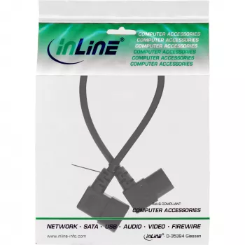Cabo de alimentação InLine C13 / C14, preto, angular, 3 m