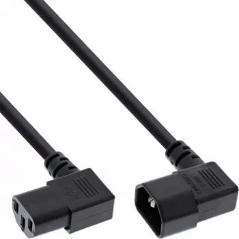 Cabo de alimentação InLine C13 / C14, preto, angular, 5 m