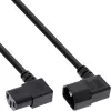 Cabo de alimentação InLine C13 / C14, preto, angular, 0,5 m