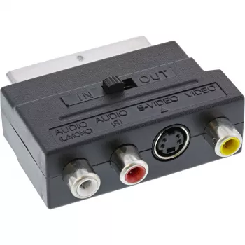 Adaptador Scart InLine ficha Scart / 3x RCA e entrada/saída de vídeo S-VHS