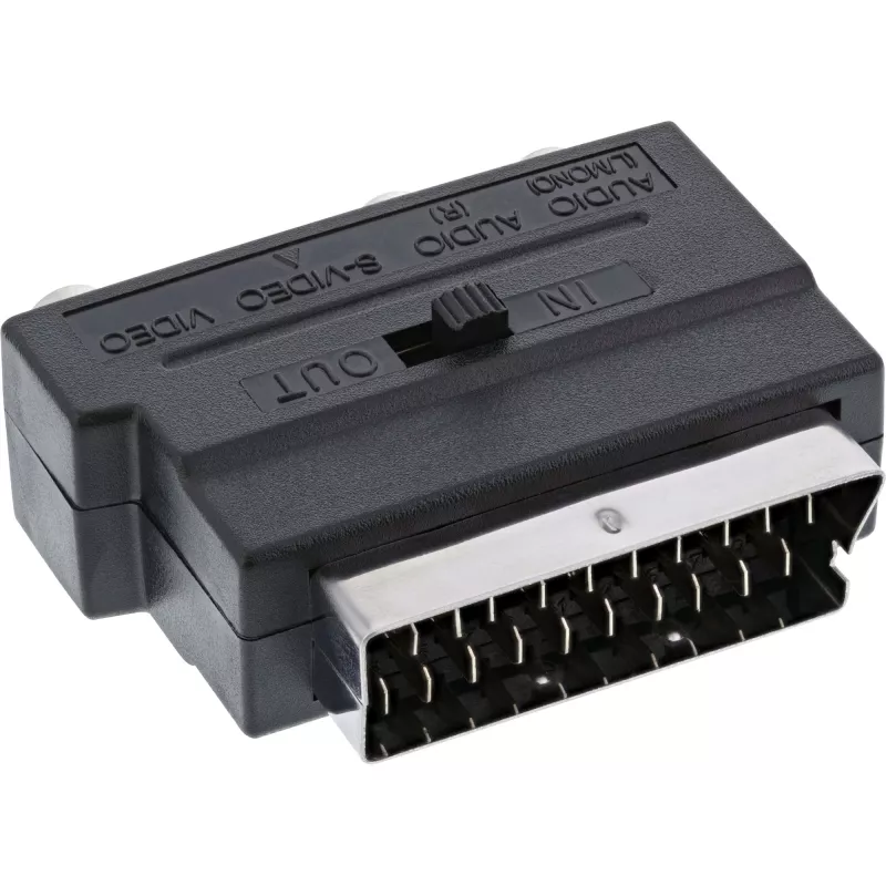 Adaptador Scart InLine ficha Scart / 3x RCA e entrada/saída de vídeo S-VHS