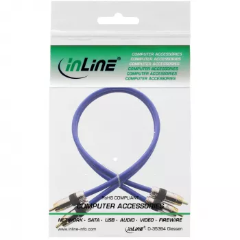 Cabo de áudio RCA InLine Premium 2x ficha RCA/ficha dourado 0,5 m