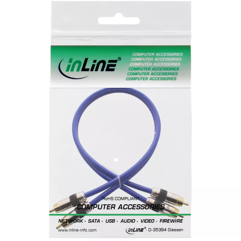 Cabo de áudio RCA InLine Premium 2x ficha RCA/ficha dourado 0,5 m