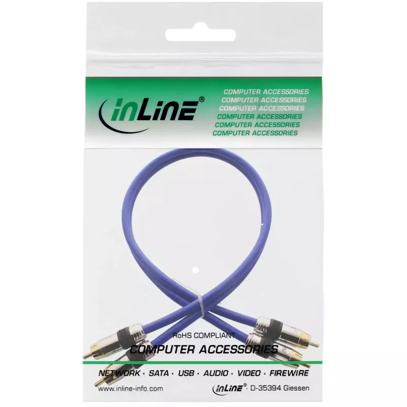 Cabo de áudio RCA InLine Premium 2x ficha RCA/ficha dourado 20 m