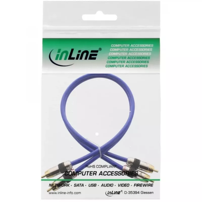 Cabo de áudio RCA InLine Premium 2x ficha RCA/ficha dourado 3 m