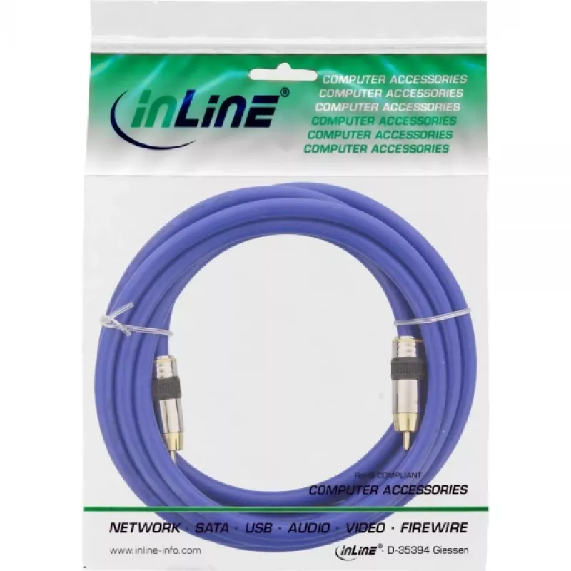 Cabo de vídeo e áudio digital RCA InLine Premium ficha RCA/ficha dourado 3 m