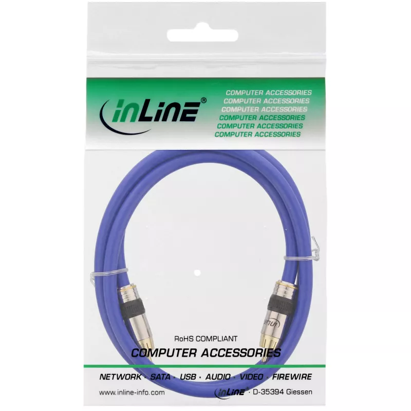 Cabo de vídeo e áudio digital RCA InLine Premium ficha RCA/ficha dourado 1 m