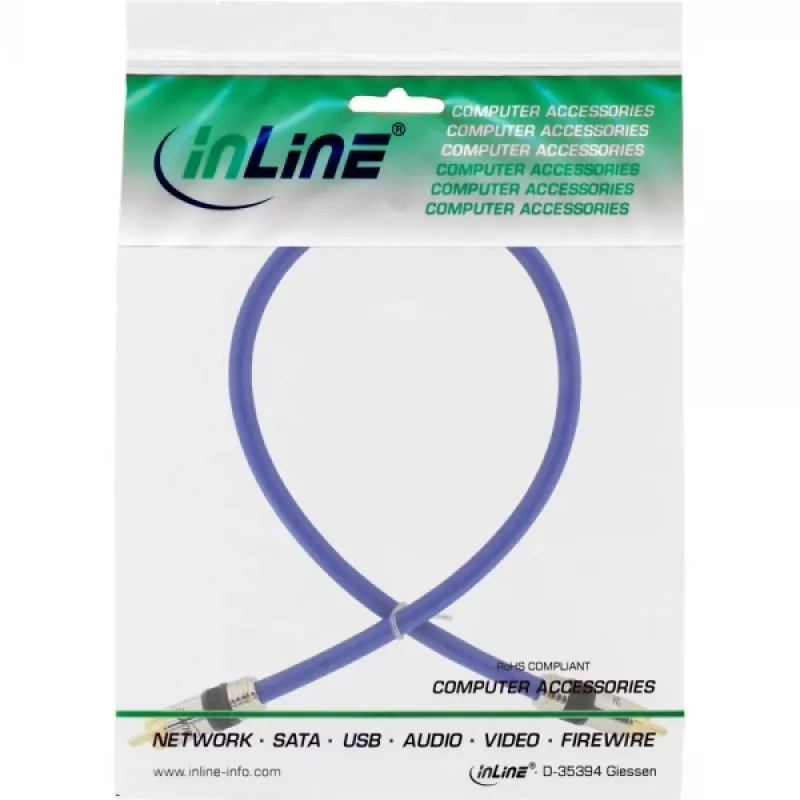 Cabo de vídeo e áudio digital RCA InLine Premium, ficha RCA/ficha, dourado, 2 m