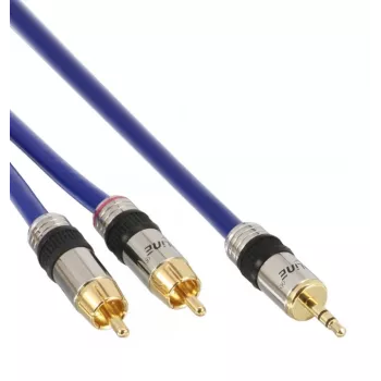 Cabo de áudio InLine Premium 2x ficha RCA / ficha jack 3,5 mm dourado 10 m